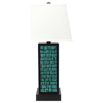 13" x 15" x 30.75" Black Metal With Teal Brick Pattern - Table Lamp
