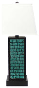 13" x 15" x 30.75" Black Metal With Teal Brick Pattern - Table Lamp