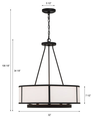 Crystorama Lighting Group BRY-8008 Bryant 8 Light 32"W Drum - Black Forged