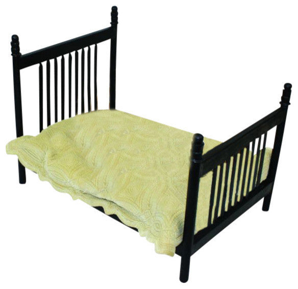 Antique-Style Black Iron Dog Pet Bed, Metal Slat Frame