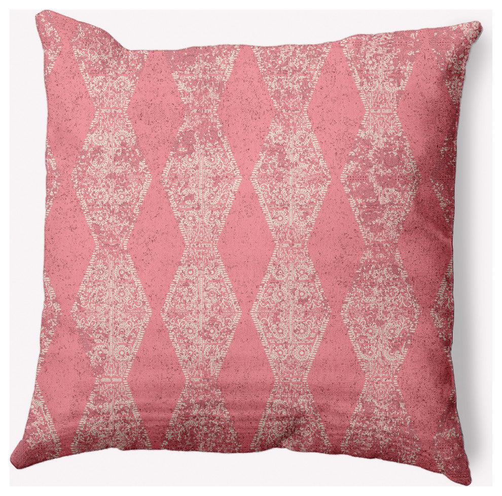 Pyramid Stripe Indoor/Outdoor Throw Pillow, Pink, 20x20"