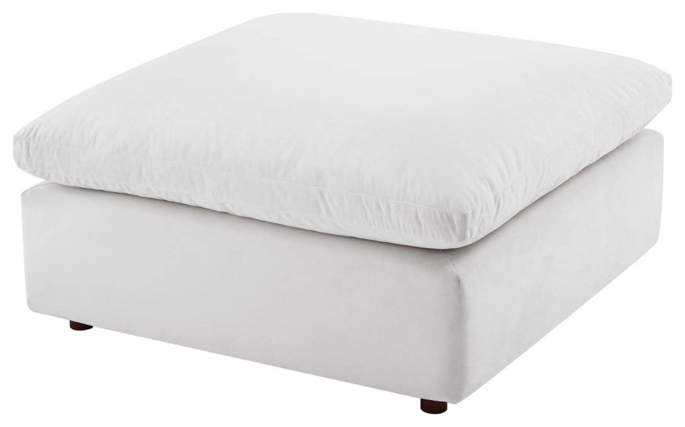 Accent Chair Ottoman, Velvet, White, Modern, Living Lounge Hotel Hospitality
