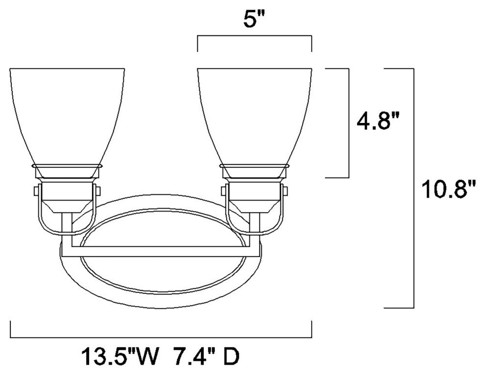 2-Light Black and Brushed Nickel Finish Vanity Lights With Clear Glass Shades