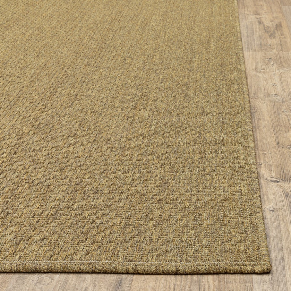 8"x11" Solid Tan Indoor Outdoor Area Rug