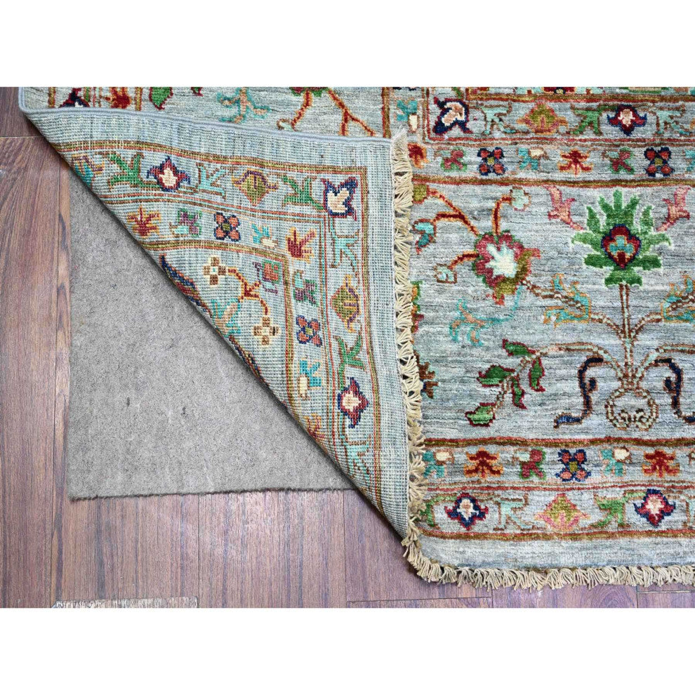 Gray Sultani Motifs Tabriz All Over Design Hand Knotted Oriental Rug 8'9"x11'10"