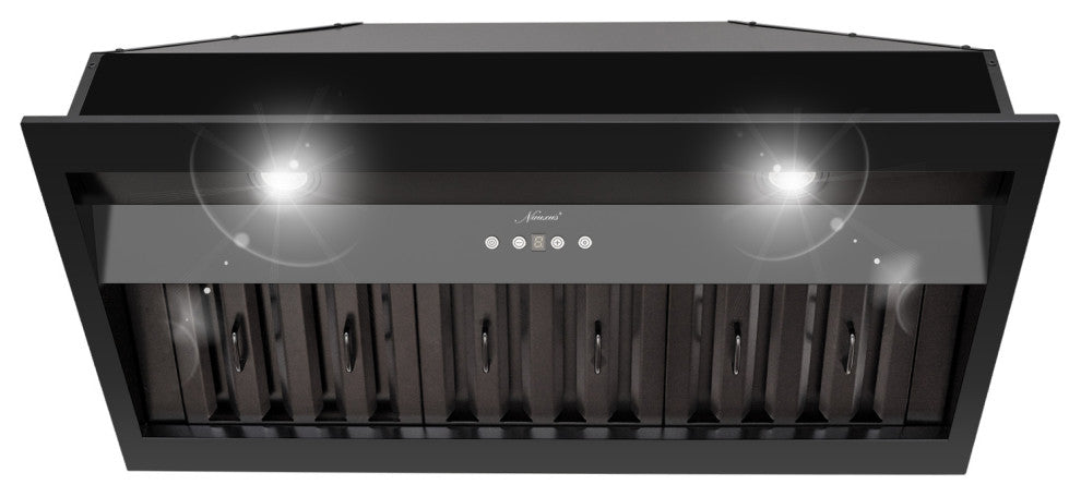 36" Insert/Built-in Matte Black Range Hood, Dimmable, 3-Speeds 600CFM, Cool White Light, Matte Black