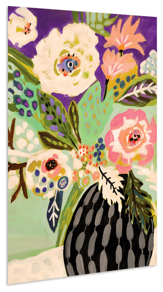 "Fresh Flowers in Vase" Glass Wall Art Free Floating Tempered Glass Print