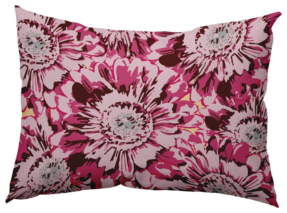 Big Flowers Decorative Throw Pillow, Pink, 14"x20"