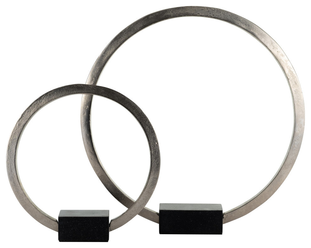 Metal, 17", Standing Ring, Base, Nickel/Black