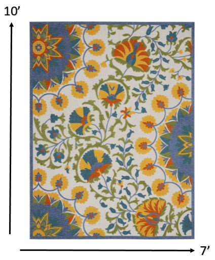 7 x 10' Multi Medallion Indoor Outdoor Area Rug