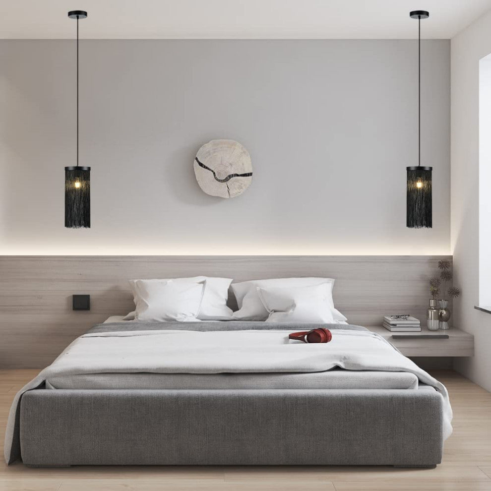 Cylinder Pendant Lights for Kitchen Mini Matte Black Vintage Hanging Light