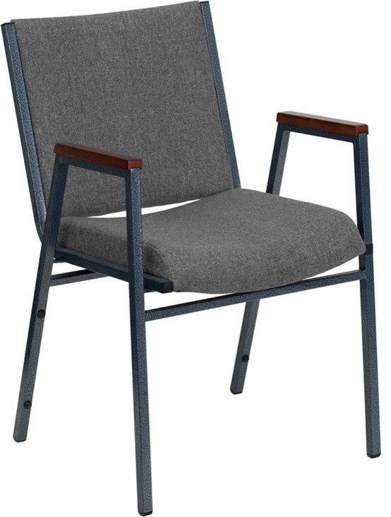 Hercules Series Heavy Duty Gray Fabric Stack Chair With Arms