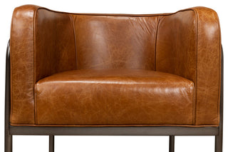 Breda Retro Brown Leather Accent Tub Chair