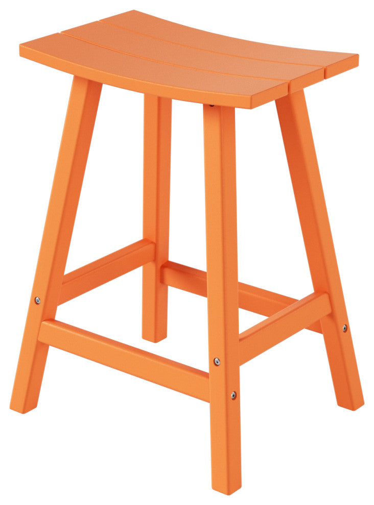 WestinTrends 24" Outdoor Patio Adirondack Plastic Counter Stool, Saddle Seat, Orange