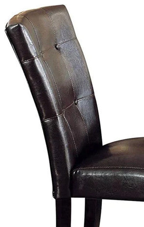 Benzara BM185840 Button Tufted Upholstered Wooden Side Chair, 2 set, Brown