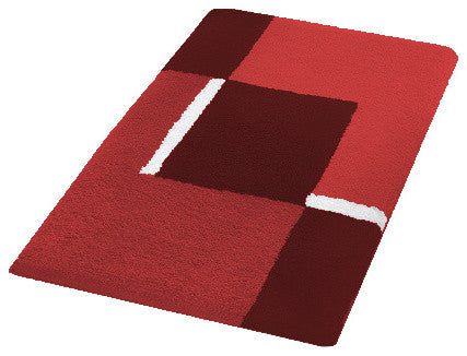 Contemporary Geometric Intersecting Block Pattern Bathroom Rugs ï¼ŒDakota, Ruby Re