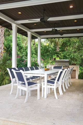 Leeward Sling Stackable Outdoor Dining Chair, Moments Navy/Snow