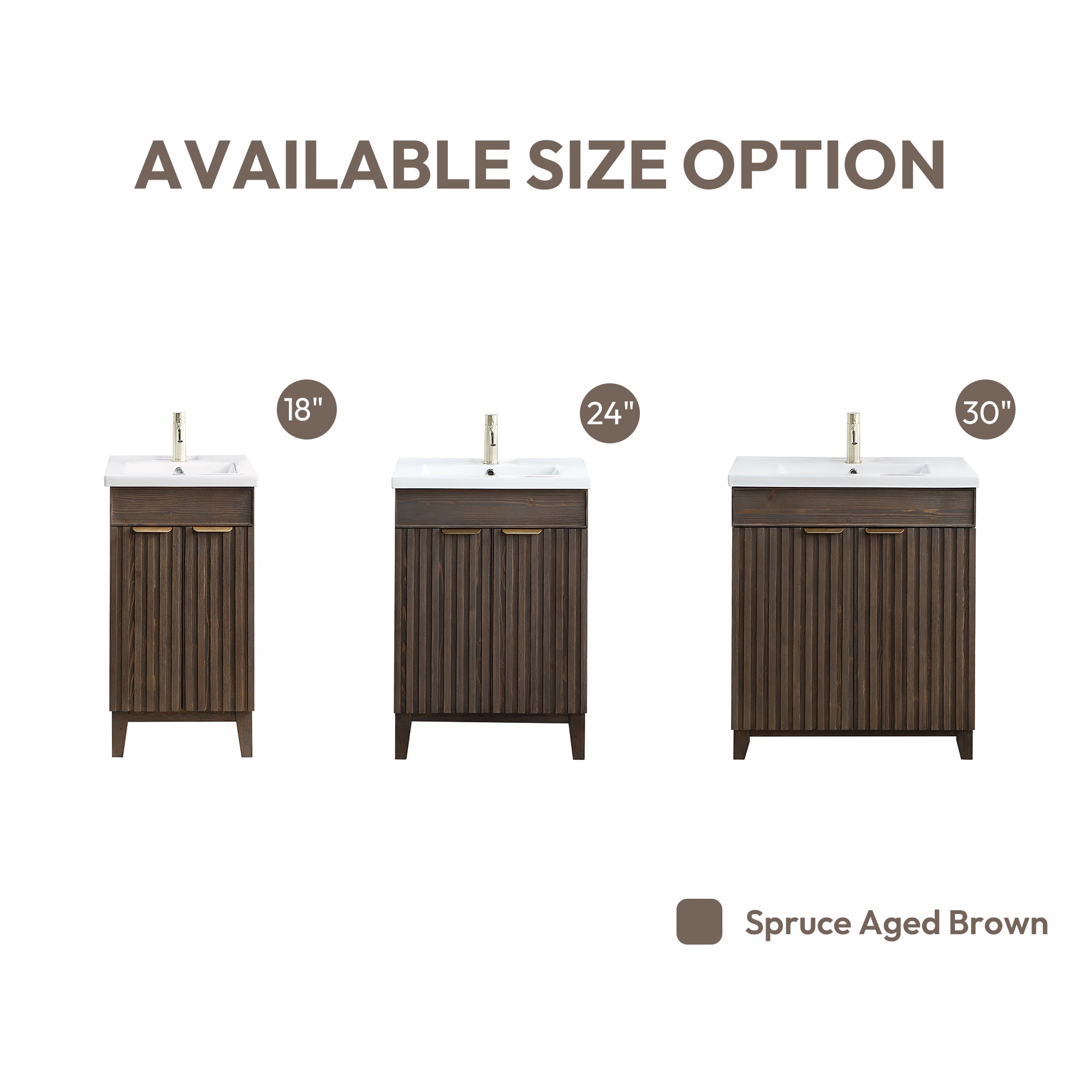 Palos Bathroom Vanity, Spruce Aged Brown, 24", Ceramic Top, No Mirror