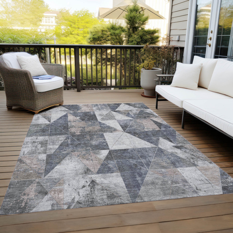Machine Washable Indoor/Outdoor Chantille ACN1888 Gray 3' x 5' Rug
