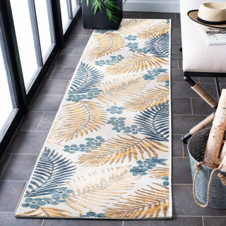 Safavieh Sunrise Collection SUN675 Indoor-Outdoor Rug, Ivory/Blue Gold, 2'x8'