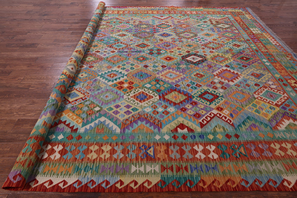 Reversible Wool On Wool Kilim Flat Weave Rug 11' 9" X 16' 6" - Q12539