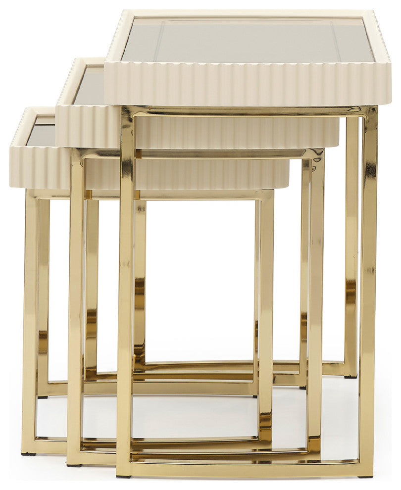 Lisbon Nesting Tables, Set of 3, Silken Matte Cream