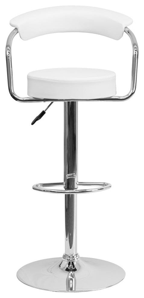 Michele Contemporary Swivel Barstool in Brushed Stainless Steel and White...