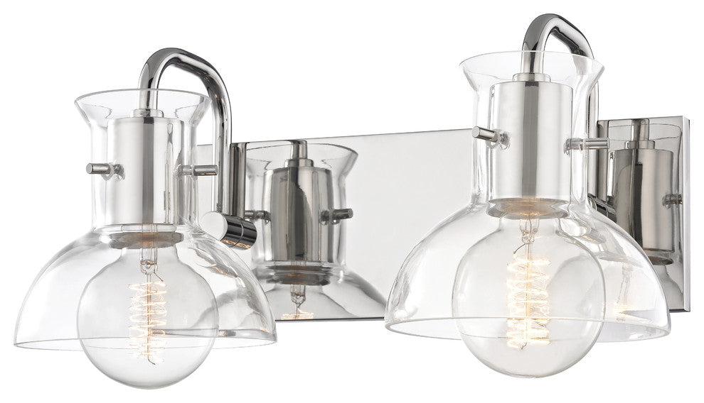Riley 2-Light Bath-Light, Clear Glass, Finish: Polished Nickel