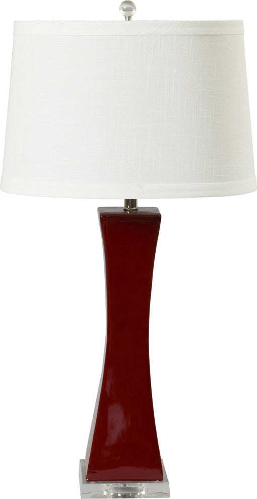 33" Tapered Column Ceramic & Acrylic Table Lamp, Red