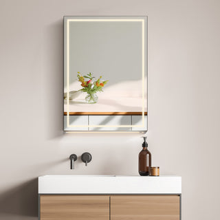 Hesili Frameless Surface-Mount LED Lighted Bathroom Medicine Cabinet, 20"
