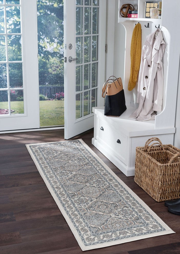 Oxnard Traditional Oriental Area Rug, Cream, 2''x7'' Runner