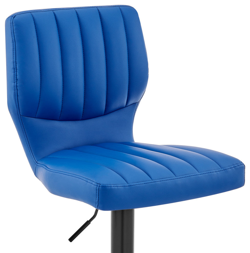 Bardot Adjustable Faux Leather Swivel Bar Stool, Blue