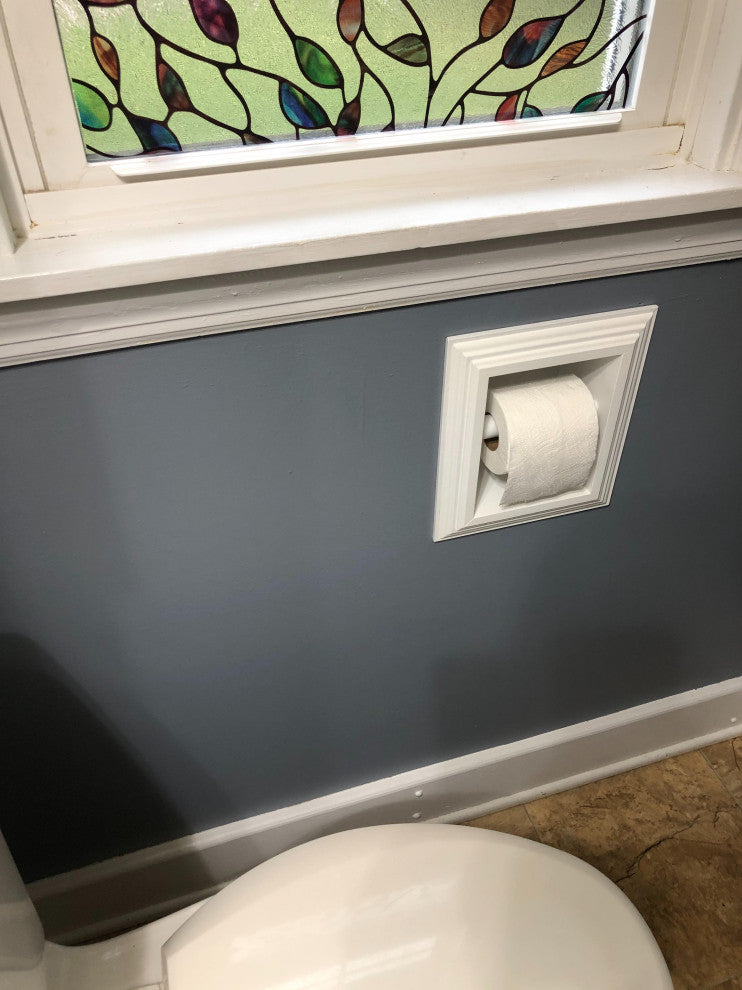 Tampa Recessed Solid Wood Toilet Paper Holder 7 x 8.5, White Enamel