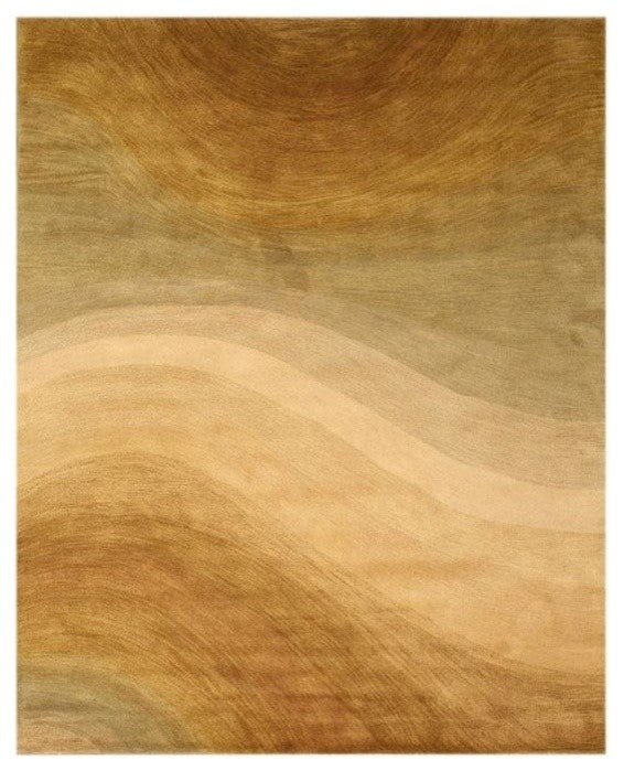 EORC Hand-tufted Wool Gold Contemporary Abstract Desertland Rug, Round 6'x6'