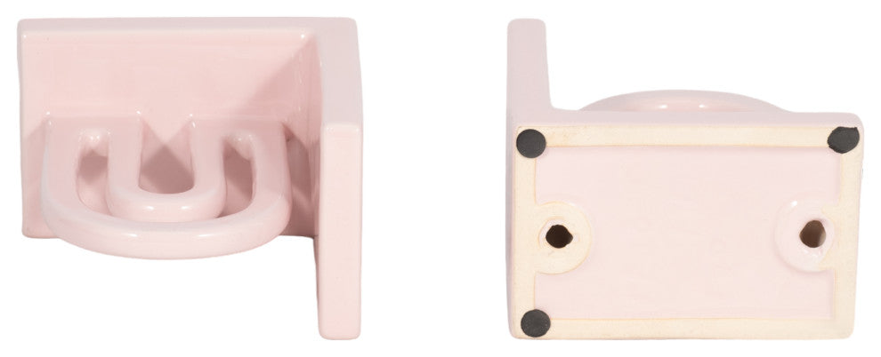 Ceramic Set of 2 6" Arch Bookends, Blush