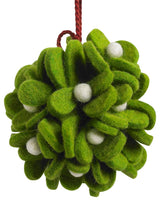 Mistletoe Ball Christmas Ornament, Hand Felted Wool