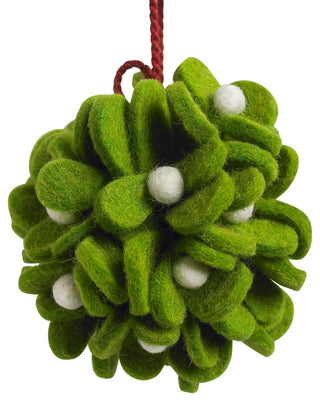 Mistletoe Ball Christmas Ornament, Hand Felted Wool