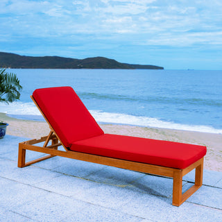 Safavieh Solano Sunlounger, Natural Wood/Red