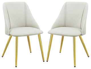 Dn01259 Side Chair, Set of 2, White Pu, Gaines