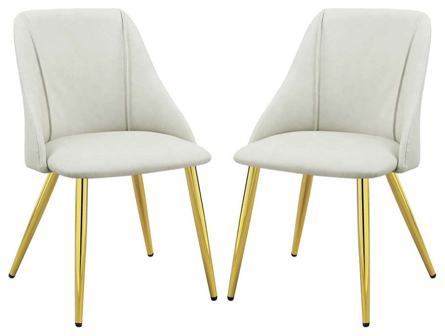 Dn01259 Side Chair, Set of 2, White Pu, Gaines