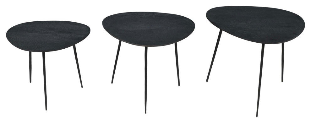 Reeves Contemporary Solid Acacia Wood Nesting End Tables (Set of 3) - Black