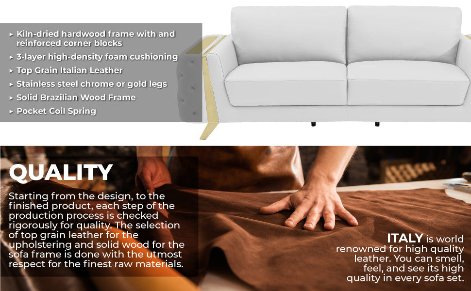 Leonardo Top Grain Italian Leather  Sofa
