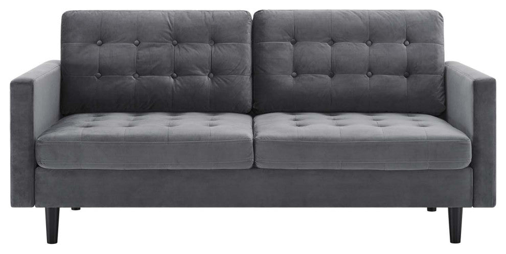 Exalt Tufted Performance Velvet Sofa, Gray