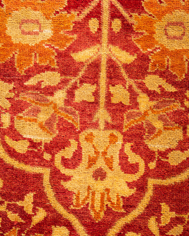 Eclectic, One-of-a-Kind Hand-Knotted Area Rug Red, 5'1"x9'7"