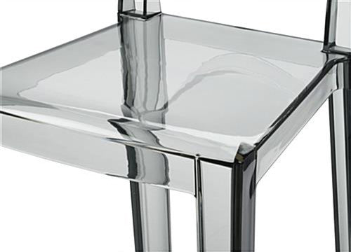 Designer Counter Height Stool With Solid High Back Side Chair Footrest, Smoke, Single Stool