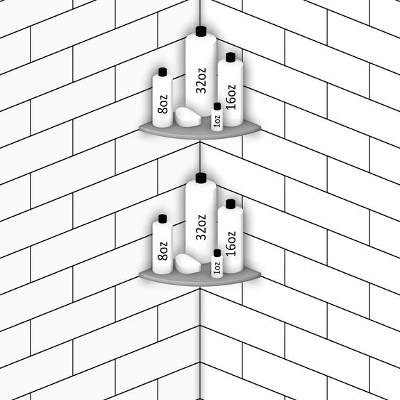 TileWare Boundless 9 inch Corner Shelf Bone Shower Bathroom, No Hook