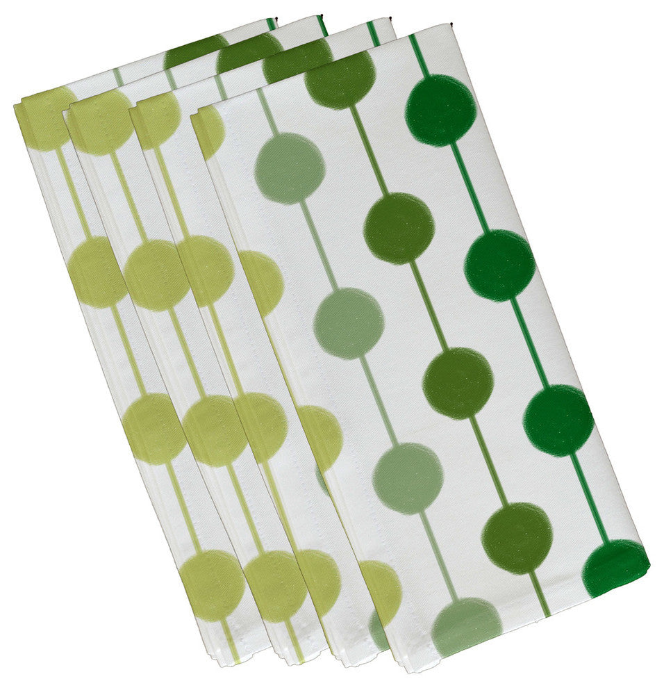 Brady Beads, Stripe Print Napkin, Set of 4, Green