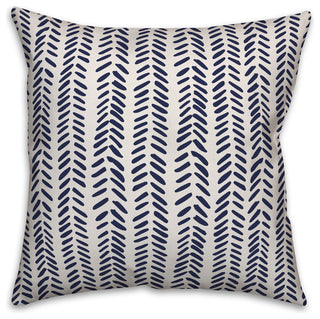 Navy and White Modern Herringbone 16x16 Throw Pillow Cover
