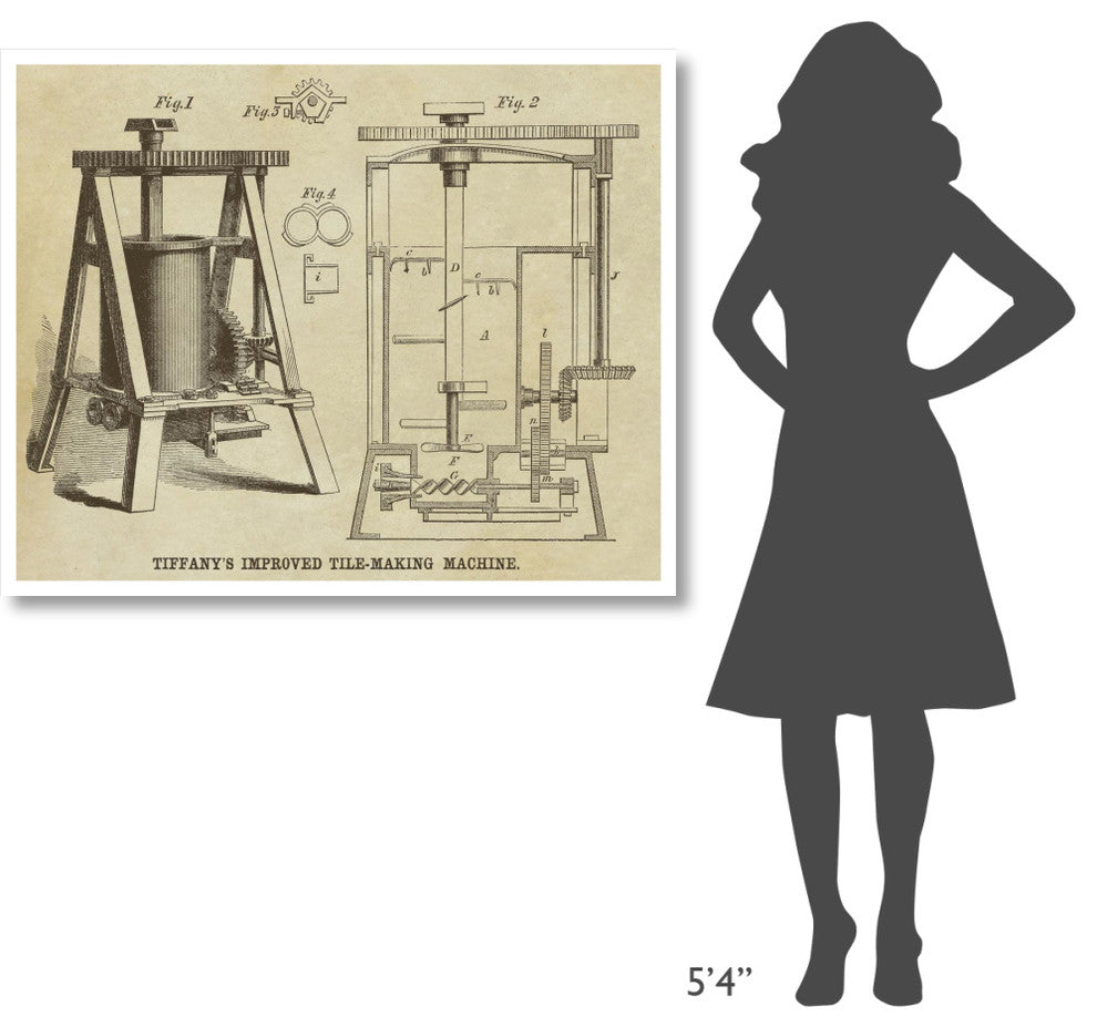 "Tiffany's Improved Tile Making Machine" Print by Inventions, 46"x37"