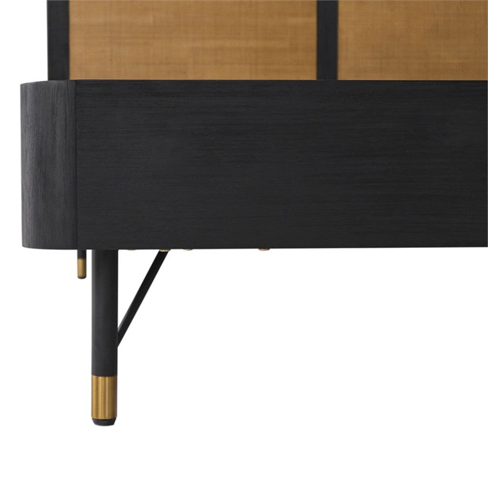 Armen Living Saratoga Modern Wood Queen Platform Frame Bed in Black